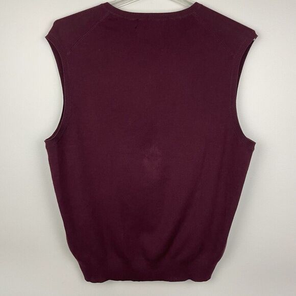 Vtg Ralph Lauren Polo V-Neck Sweater Vest Mens XL Burgundy Preppy Old Money Golf - Picture 2 of 6